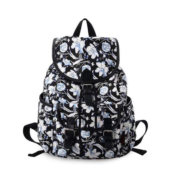 Canvas Backpack Floral Printed Backpack 3 Pieces School Bag for Teen ...