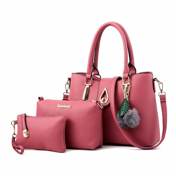 3pc Women's Faux Leather Handbags Business Top Handle Shoulder Tote Bag ...