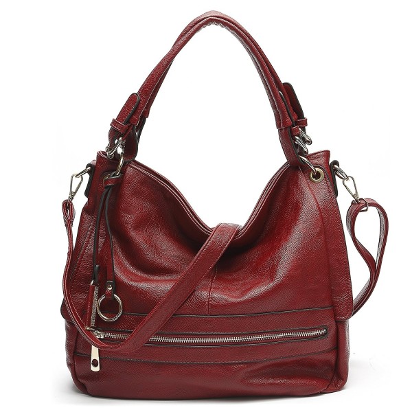 Front Zipper Hobo Style Handbags for Women Shoulder Bag - Red - CI1274TE3NL