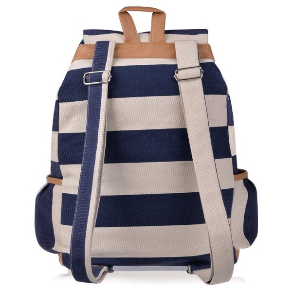 Girls' Canvas Backpack in Navy Style Knapsack with Striped Pattern ...