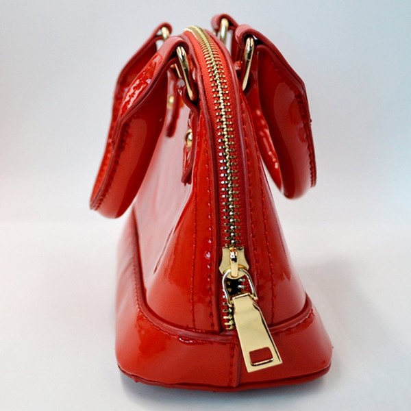 Zip Around Dome Patent Satchel Mini Top Handle Toe Bag Shell Shape ...