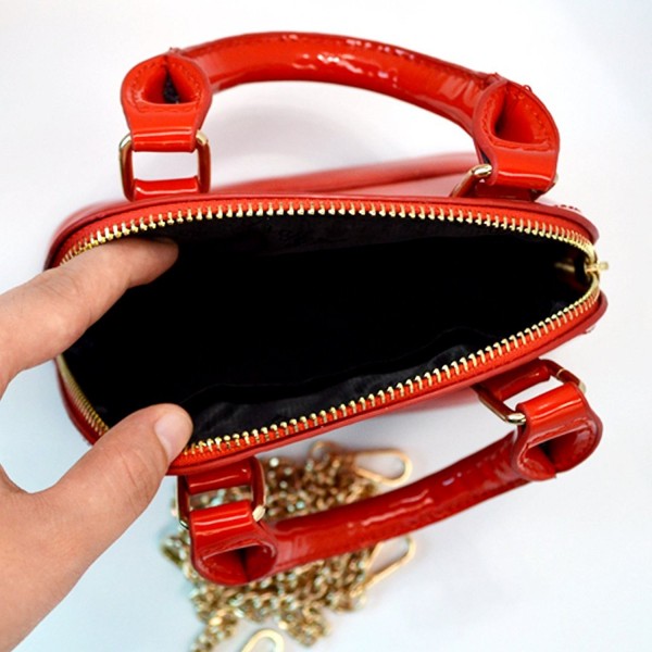 Zip Around Dome Patent Satchel Mini Top Handle Toe Bag Shell Shape ...