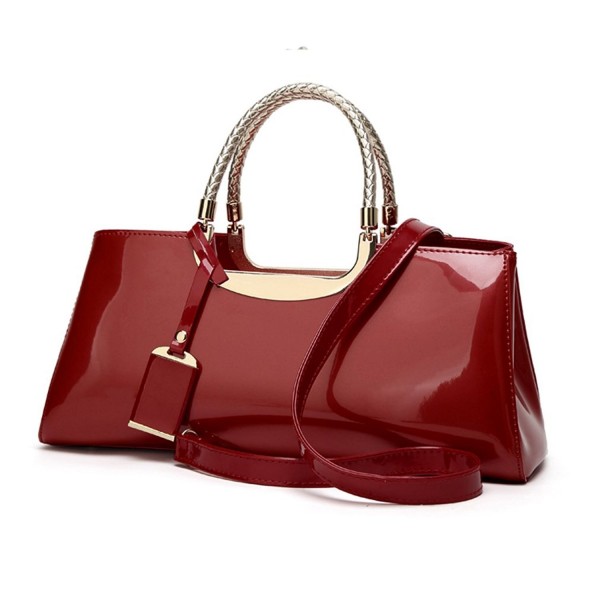 Faux Patent Leather Structured Shoulder Handbag Women Evening Party ...