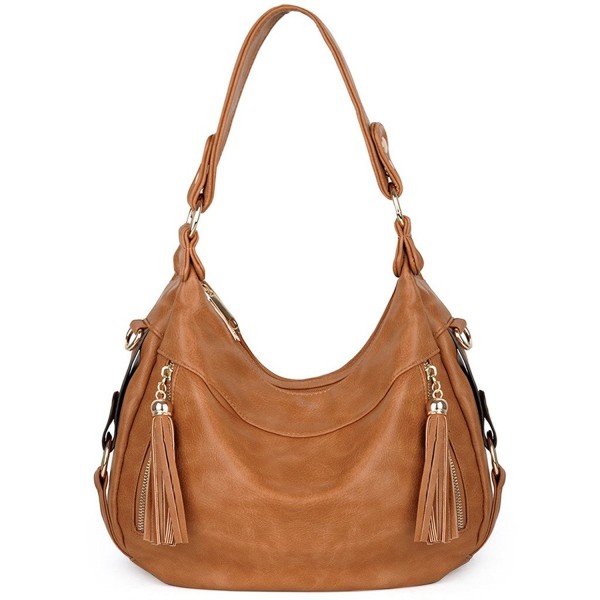 Women Handbag PU Leather Purse Hobo Style Shoulder Bag - Brown Tan ...