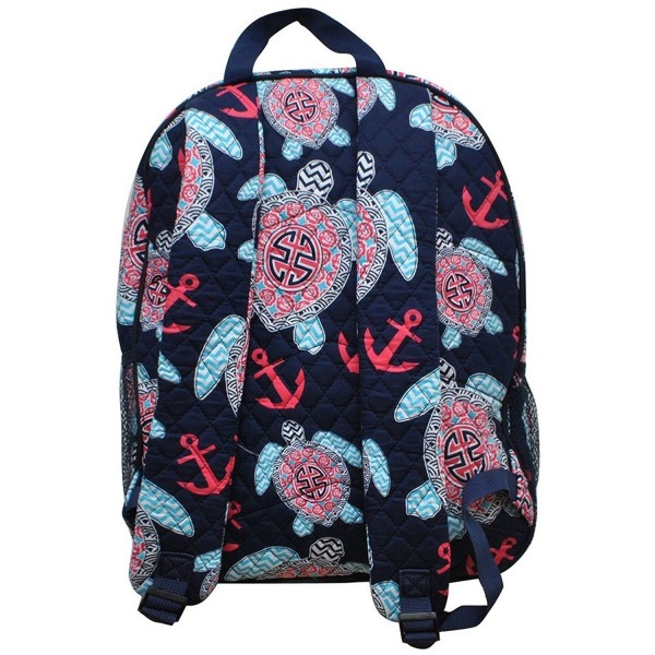 Quilted Large School Backpack - Sea Turtle Anchor-Navy - CN184Y8ZTQK