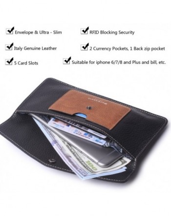 Women's Wallet Leather RFID Ultra-thin Envelope Ladies Purse Travel ...