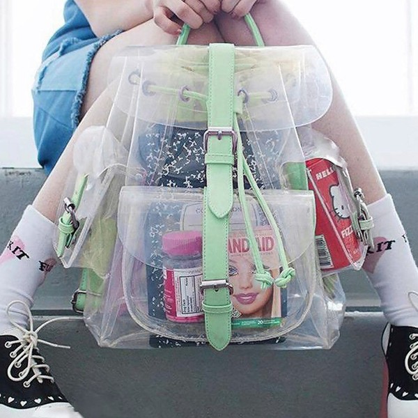 Summer Clear Backpack Cute Knapsack Satchel Transparent Green