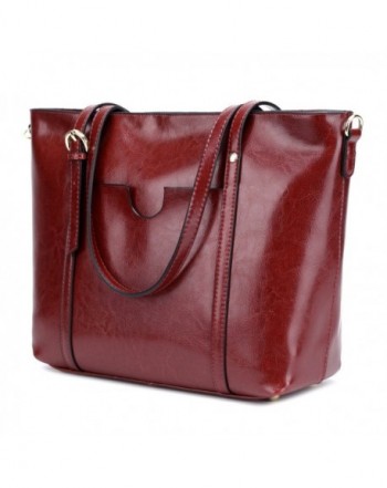 Women's Tote Bag Genuine Leather Purse Handbag Shoulder Bag - Wine ...