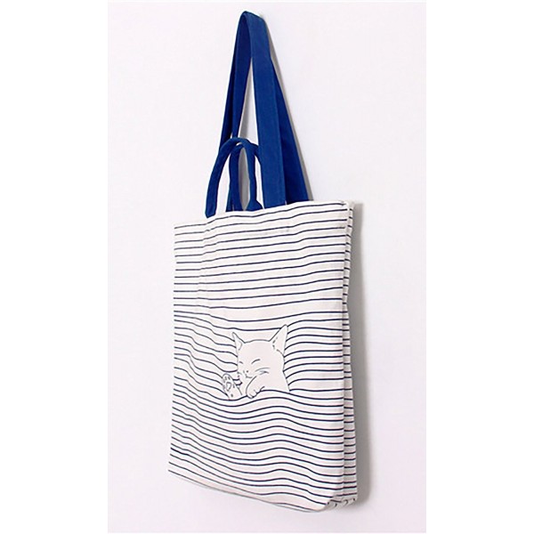 Women's Pure Cotton Canvas Tote Shoulder Bag - Beckoning Cat - C6185OY7QZ0