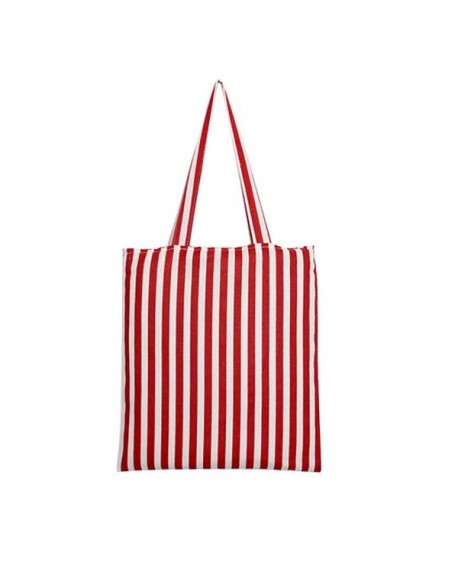 Women's Cute Animal Print Canvas Tote Bag - L256-Red white stripe/Open ...