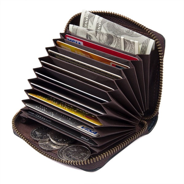 Women's Genuine Leather Wallet RFID Blocking Spacious Zipper Card ...