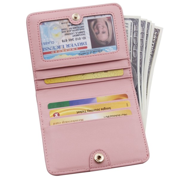 Women's Small Compact Bi-fold Leather Pocket Wallet Credit Card Holder ...