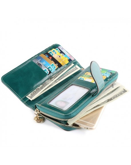 Women's RFID Blocking Genuine Leather Wallet Ladies Zipper Wristlet ...