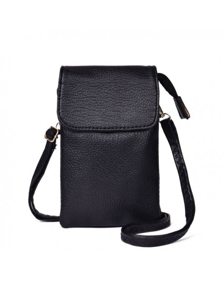 Shoulder Crossbody Adjustable Leather Cellphone - Black - C1189OA6STS