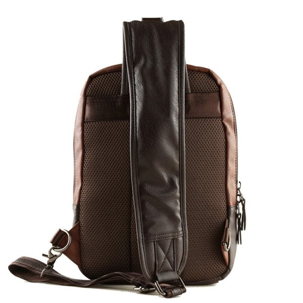 Men's Leather Front Sling Backpack Satchel Shoulder Bag Chest Cycle Day ...