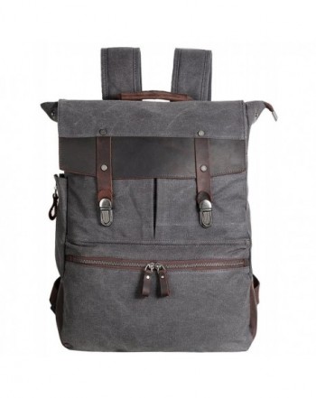 Leather Backpack Vintage Rucksack - M-grey-2018version - CN12JRZRWFV