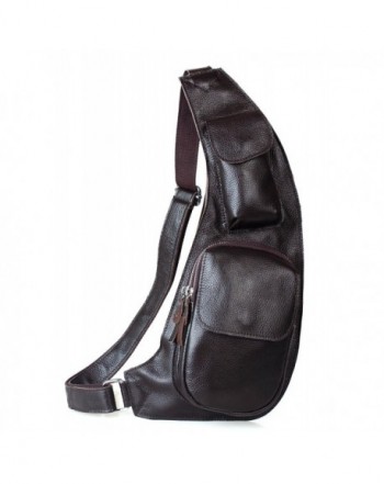 Cow Leather Sling Bag Chest Shoulder Backpack Fanny Pack Daypack ...