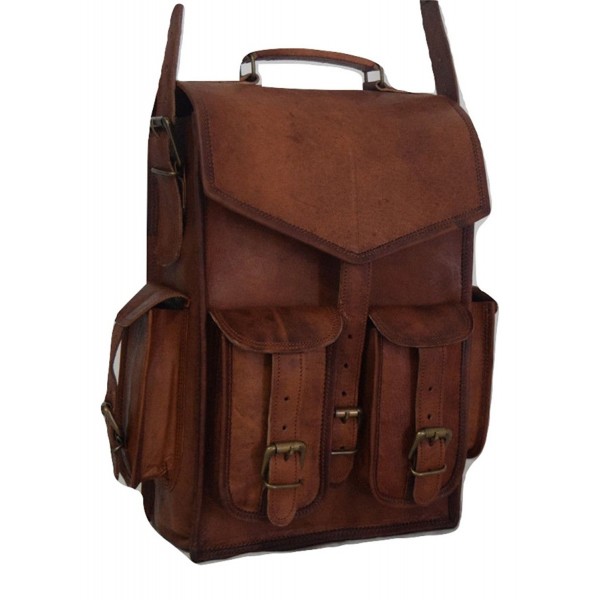 Vintage Brown School Bag Leather Backpack Laptop Messenger Bag Rucksack ...