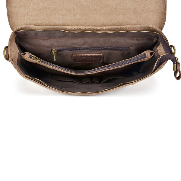 Canvas Leather Messenger Bag Vintage Shoulder Bag 14-Inch Laptop ...