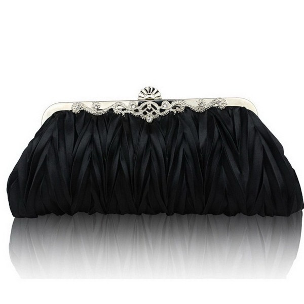 Womens Satin Pleated Evening Clutch Bags Purse Wedding Cocktail Party ...