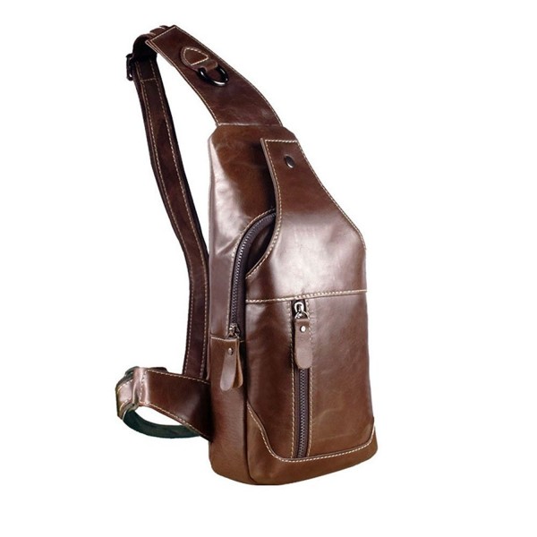 Men's Genuine Leather Sling Bags Chest Shoulder Bag Crossbody Satchel ...