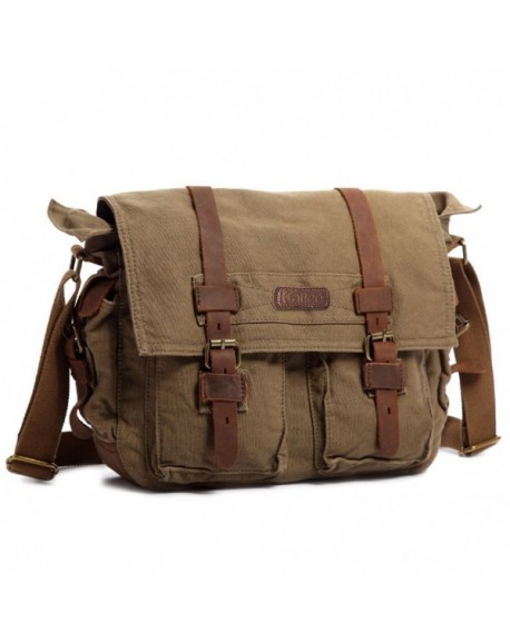 Kattee Retro Unisex Canvas Leather Messenger Shoulder Bag Fits 14.7 ...