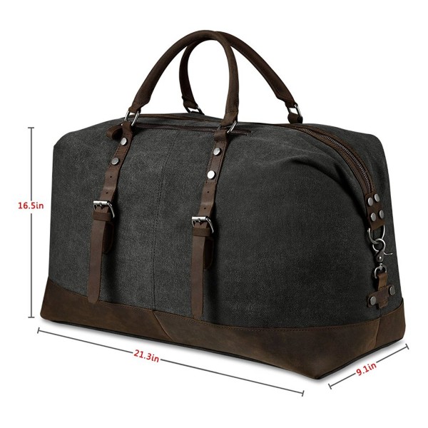 Weekender Overnight Bag Canvas Genuine Leather Travel Duffel Tote ...