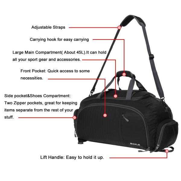 3-Way Travel Duffel Bag Backpack Travel Luggage Gym Sports Bag with ...