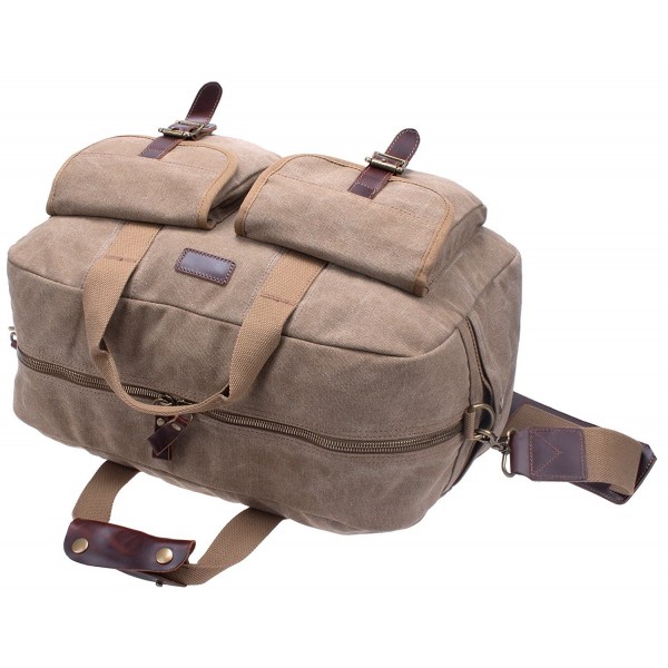 Heavy Duty Canvas Travel Duffel Leather Overnight Bag Weekender Tote D