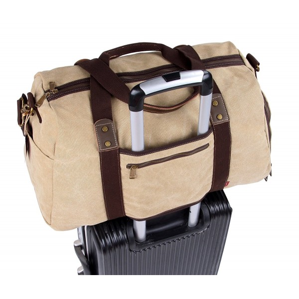 Duffel Bag with Shoe Compartment Canvas Weekender Tote Khaki