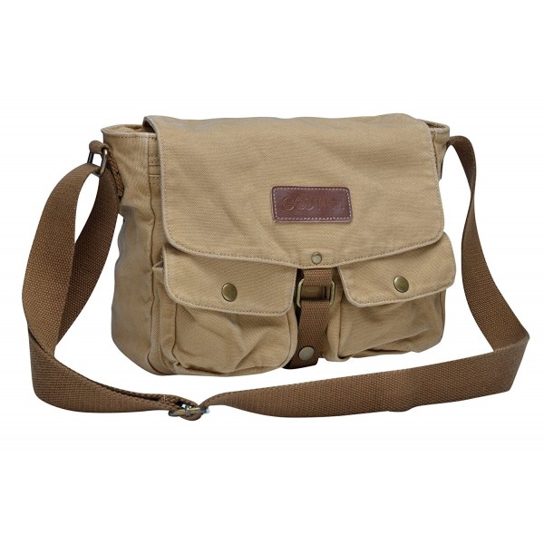 Vintage Canvas Messenger Bag Retro Cross-body Shoulder Bag - Khaki ...