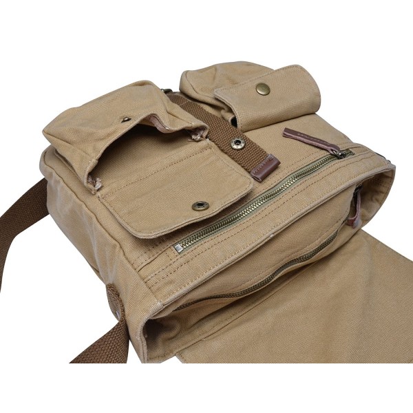 Vintage Canvas Messenger Bag Retro Cross-body Shoulder Bag - Khaki ...