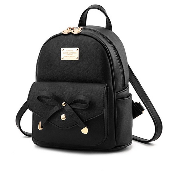 Cute Mini Leather Backpack Fashion Small Daypacks Purse for Girls and Women - Black - C9183NHID2E
