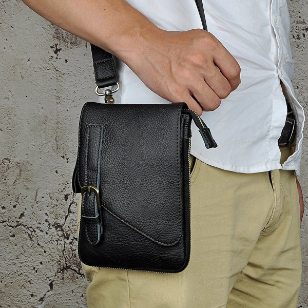 Mens Genuine Leather Coffee Fanny Small Messenger Shoulder Satchel ...