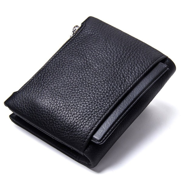 Mens Genuine Leather Bifold Double Zipper Coin Pocket Purse Wallet ...