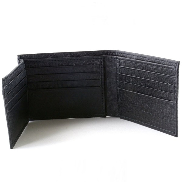 Mens Leather Flipout ID Wallet Bifold Trifold Hybrid - Crosshatch Black ...