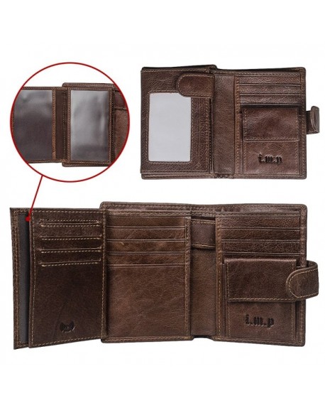 Rfid Blocking Leather Wallet For Men Multi Card Wsnap Closure Genuine Oil Wax Leather