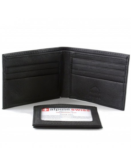 Men's Leather Bifold Wallet Removable Flip Up ID Window - Crosshatch ...