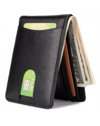 Leather Wallet Pocket Billfold Blocking Black
