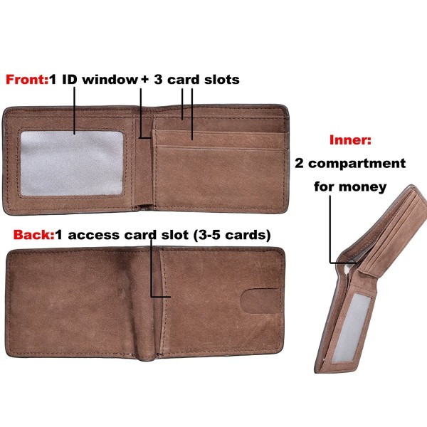 Men's Bifold Wallet RFID Genuine Leather Slim Front Pocket Wallet ...