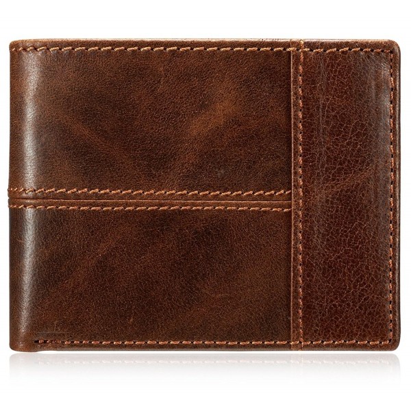 Classic Vintage Genuine Leather Zipper - Vintage Brown Bifold Wallet ...