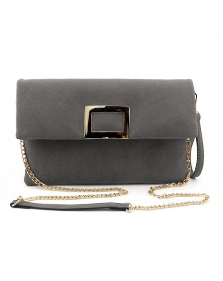 Women Suede Evening Envelope Clutch bags Purse Handbags - Grey ...