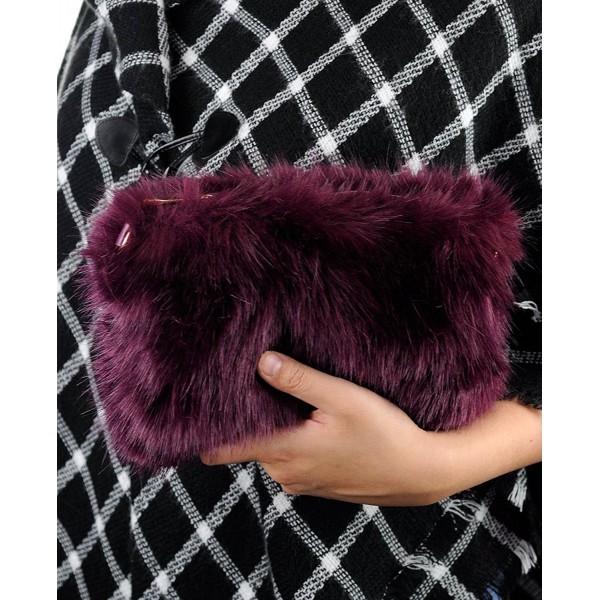 Womens Evening Faux Fur Fuzzy Crossbody Shoulder Bag Clutch Purse Plum Cg187s5c5ox