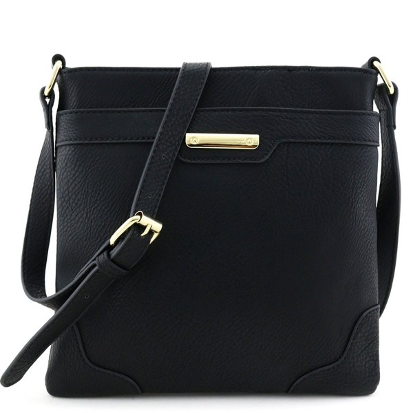 Women's Medium Size Solid Modern Classic Crossbody Bag with Gold Plate ...