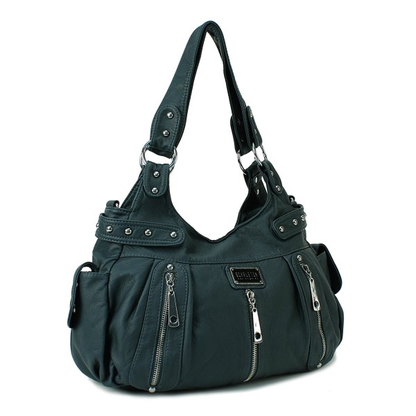 3 Front Zipper Washed Shoulder Bag H1292 - Blue - CQ11ISLKN1B