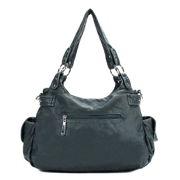 3 Front Zipper Washed Shoulder Bag H1292 - Blue - CQ11ISLKN1B