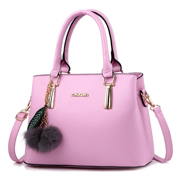 Women's Leather Handbag Tote Shoulder Bag Crossbody Purse - Pink ...