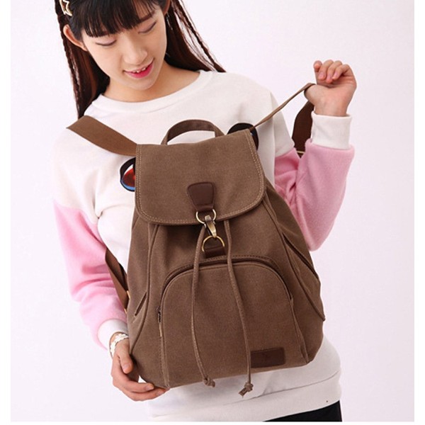 Small College Canvas Backpack For Women Girls Drawstring Daypack - A ...